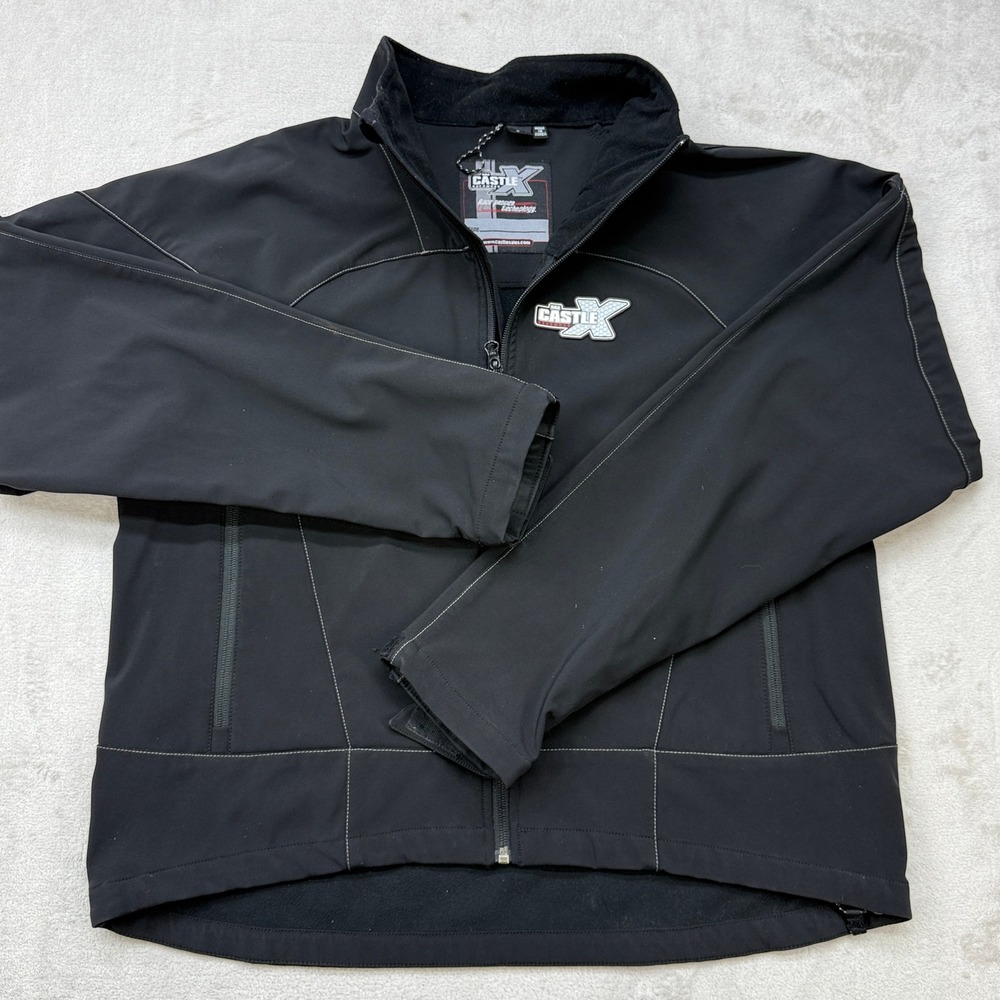VTG Castle X Softshell Jacket Mens Large Black Race Proven Technology Full Zip